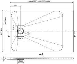 Mexen Hugo SMC zuhanytálca 100 x 90 cm, fehér , takaró fekete - 42109010-B Kompozit zuhanytálca Kompozit zuhanytálca (5905315225450)