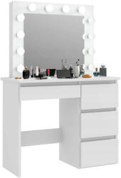 Funfit modern 4 fiókos Fésülködőasztal tükörrel és világítással (12db LED) - fehér (3914)
