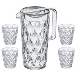 Koziol Кана за вода и чаши за вода CRYSTAL в комплект, 4 бр. , 250 мл/ 1, 6л, Koziol (KOZ4007535)