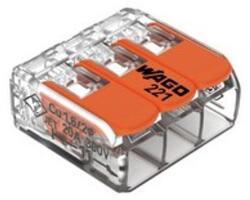  WAGO Kompakt csatlakozó 3x 0, 14-4mm2, oldható (50db/doboz) (221-413) - brs