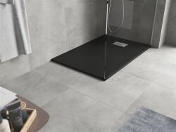 Mexen Hugo SMC zuhanytálca 110 x 80 cm, fekete , takaró inox - 42708011-X Kompozit zuhanytálca Kompozit zuhanytálca (5905315208392)