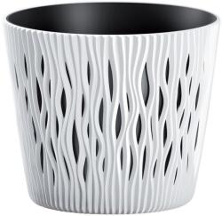 Prosperplast Virágcserép betéttel SANDY Round 190, 158x138 mm, fehér