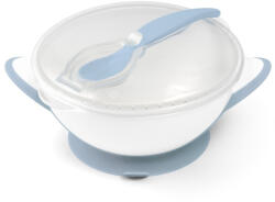  BabyOno tapadós fedeles tányér kanállal - kék
