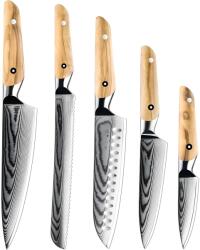 HARAHU Set de cuțite de bucătărie damasc AU-38064 - Maro KP38064