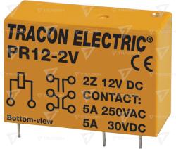 TRACON Releu print 12V DC / 2×CO (5A, 230V AC / 30V DC) (PR12-2V)