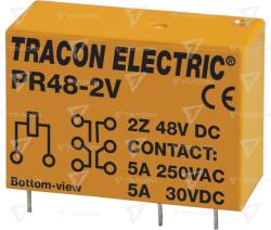 TRACON Releu print 48V DC / 2×CO (5A, 230V AC / 30V DC) (PR48-2V)