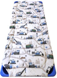  Töltött ovis gumifüles lepedő - Munkagépek az úton kék mintás 55x130cm / 58x133cm ágyra
