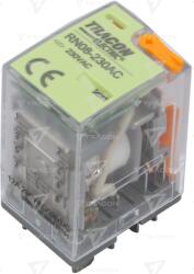TRACON Releu miniaturizat de putere cu buton test și indicat. stare 230V AC / 2×CO (12A, 230V AC / 28V DC) (RN08-230AC)