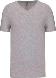 Kariban Férfi rövid ujjú V-nyakú sztreccs póló, Kariban KA3014, Light Grey Heather-M (ka3014lgrh-m)