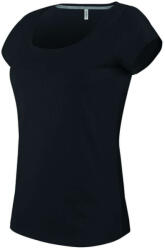 Kariban Női rövid ujjú, csónak nyakú pamut póló, Kariban KA384, Black-3XL (ka384bl-3xl)