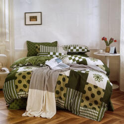 idealisotthon Zöld pöttyös virágos 6 részes kétoldalas ágyneműhuzat (IO-SY-BL-JJ04-6-GN)