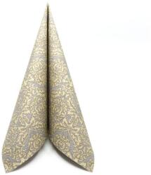 Mank Textilhatású szalvéta 40x40 cm 50 lap/csomag - Kiyan arany/fekete