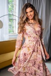 Hermosa Rochie ampla, midi, imprimata cu detalii spectaculoase ANISIA, Hermosa, roz pudra