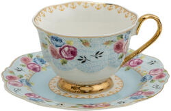 Clayre & Eef Set 2 cesti portelan Flowers 12x9x7 cm, 15x2 cm, 160 ml (6CE1279)