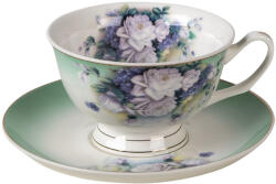 Clayre & Eef Set 4 cesti portelan Flowers 12x10x6 cm, 15x2 cm, 200 ml (6CE1276)