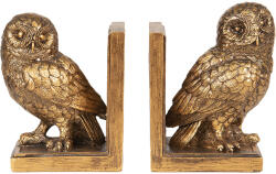 Clayre & Eef Set 2 suporturi carti polirasina auriu vintage Bufnita 12x8x16 cm (6PR2653)