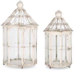 Bizzotto Set 2 felinare fier alb vintage Viollet Ø26x51h; ø32x59h (0141297)