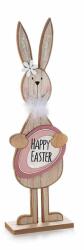 Decorer Figurina Iepuras Paste din lemn natur si roz 12 cm x 6 cm x 40 h (A51.44.65Bdeco)