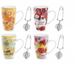 Decorer Set 4 cani portelan cu infuzoare 8.5x13.5 cm, 450 ml (A72.08.19)