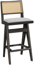 FDY Scaun Bar Wilmor Lemn De Cauciuc Finisaj Negru Tapiterie Textila Gri
