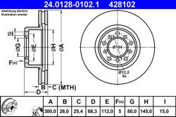 ATE Disc frana fata Mercedes Clasa S W126/C126 ATE 24.0128-0102.1 (24.0128-0102.1)