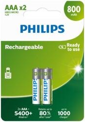 Philips AAA 1, 2 V újratölthető elem, 2 db