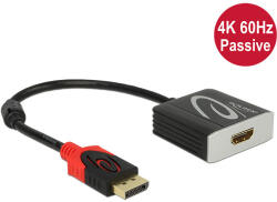 Delock Adapter Displayport 1.2-Dugós Csatlakozó - HDMI-Csatlakozóhüvely 4K 60 Hz Passzív Fekete