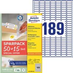 AVERY L4731REV-65 25, 4x10 mm visszaszedhető univerzális 50+15 lap 12285 db-os etikett (AVERY_L4731REV-65) (AVERY_L4731REV-65)