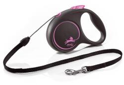 flexi Black Design lesa automata cu sir pentru caini, negru cu roz, marimea S, 5 m