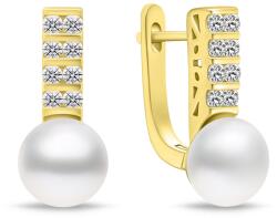 Brilio Silver Egyedi aranyozott fülbevaló gyöngyökkel és cirkónium kövekkel EA941Y