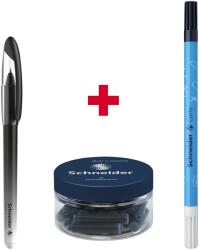 Schneider Voyage roll-on golyóstoll, Fekete + 30 utántöltő/tégely + Corry tinta eltávolító toll