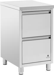 Royal Catering Rozsdamentes acél munkapult - 2 fiókos - 50 x 60 cm - Royal Catering (RCCD-2S)