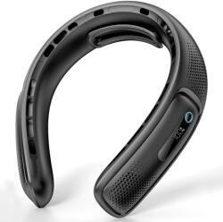 Techsuit - Nyakventilátor (S11) - Hordozható, szilikon tartó, 4x légáramlás, digitális kijelző, 4000mAh, 4800RPM - Fekete