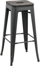  Scaun bar, suport picioare, lemn, gri, ABS 124