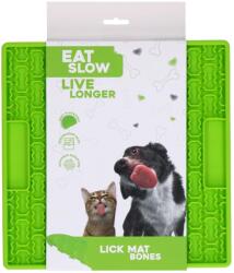 Holland Animal Care Lick Mat Bones - habzsolásgátló nyalogatós tálca, zöld