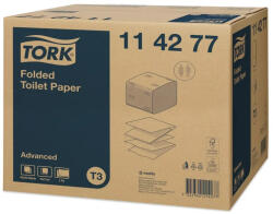 Tork Toalettpapír T3, Hajtogatott Advanced Folded 2 Rétegű, 19x11 cm Lapméret, 252 Lap/Csomag
