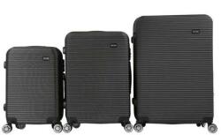  3 db-os bőröndszett, strapabíró 4 kerékkel, számzárral, szürke