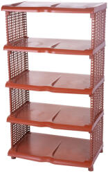 Strend Pro 5 polcos műanyag cipőtároló, rattan, 48 x 30, 5 x 86 cm (TC2531005)