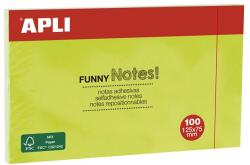 APLI Bloc de notițe autocolante, 125x75 mm, 100 de foi, APLI "Funny", verde 15004 (15004)