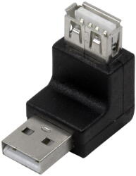 LogiLink USB 2.0 adapter, USB-A/M - USB-A/F, 270 -os szög, fekete