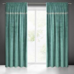 Takoy Draperie DIVA LINE din catifea decorată cu o dungă cu model geometric realizată din pietre mici aurii deschise