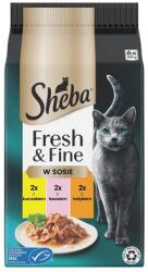 Sheba Fresh & Fine 6x50 g nedves macskaeledel csirke, lazac és pulyka mártásban