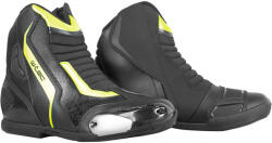 W-TEC Motoros csizma W-TEC GlamCE, dupla varratok, sarok- és bokavédelem, bordázott panel, habszivacs bélés, légáteresztő AirMesh belső háló fekete-fluor sárga 48 (28769-48-1)