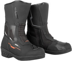 W-TEC Női motoros csizma W-TEC Moanna, vízálló membrán, oldalsó szellőzőpanelek, megerősítések, bokavédelem, fényvisszaverő elemek, csúszásgátló talp fekete-piros 40 (28749-40)