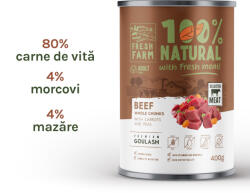 Fresh Farm Goulash, cu vita si morcovi, hrana umeda pentru caini, fara cereale, 400 gr