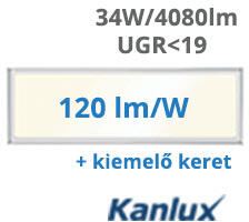 Kanlux LED panel (1200 x 300mm) 34W/4080Lm - természetes fehér 90° (Blingo - Backlite panel), UGR (37175 + 27611)