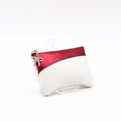 Amnisu fehér / metál bordó ívelt egy cipzáras bőr kulcstartó c3002