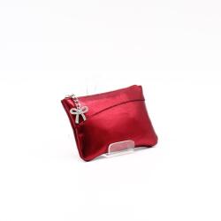 Amnisu metál bordó ívelt egy cipzáras bőr kulcstartó c5006