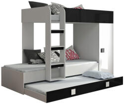  Emeletes ágy Hartford 191 (Fehér + Fényes fekete + Fényes fehér)