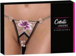 Cottelli Collection - luxus, hímzett liliom tanga (fekete-fehér) (23222691121) - sexshopcenter